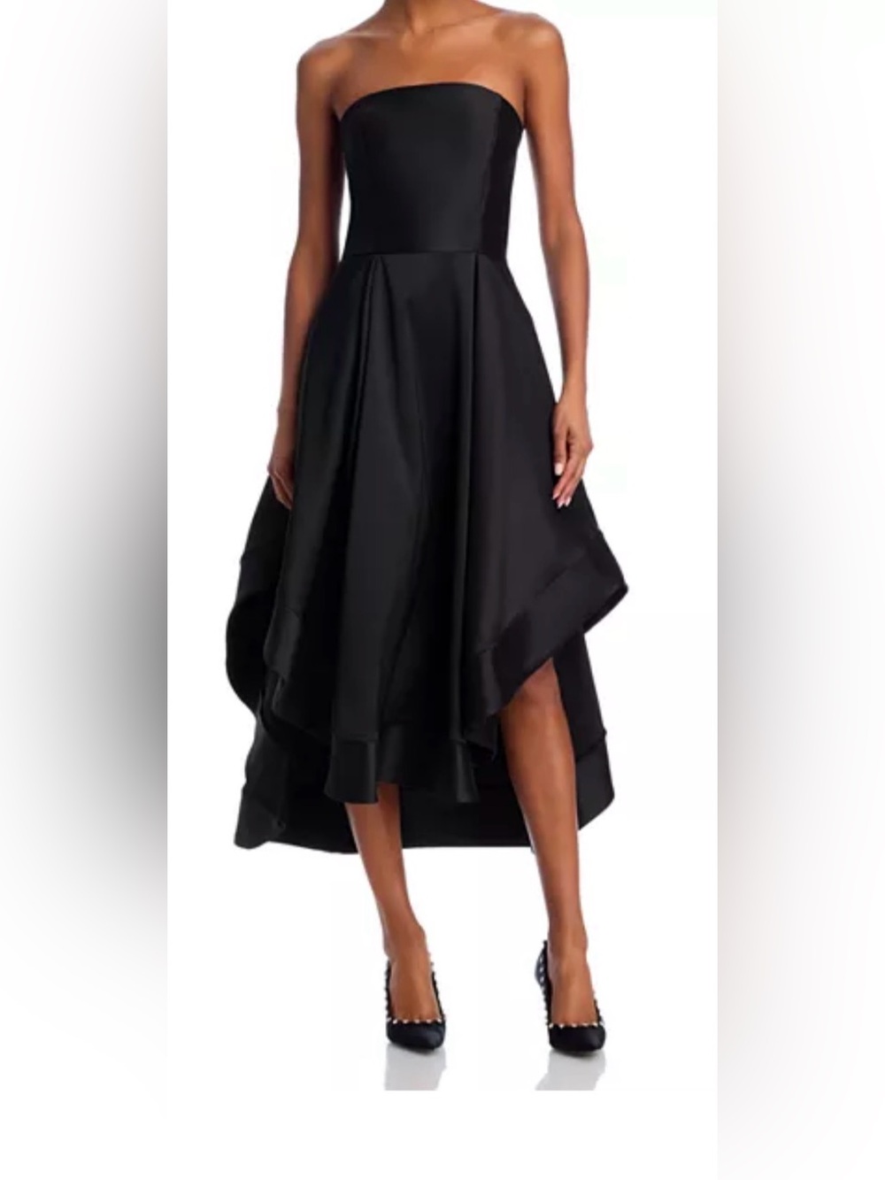 Aqua Strapless Black High-Low Party Skirt